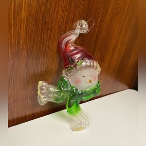 Vintage Acrylic Snowman Large Ornament 10”